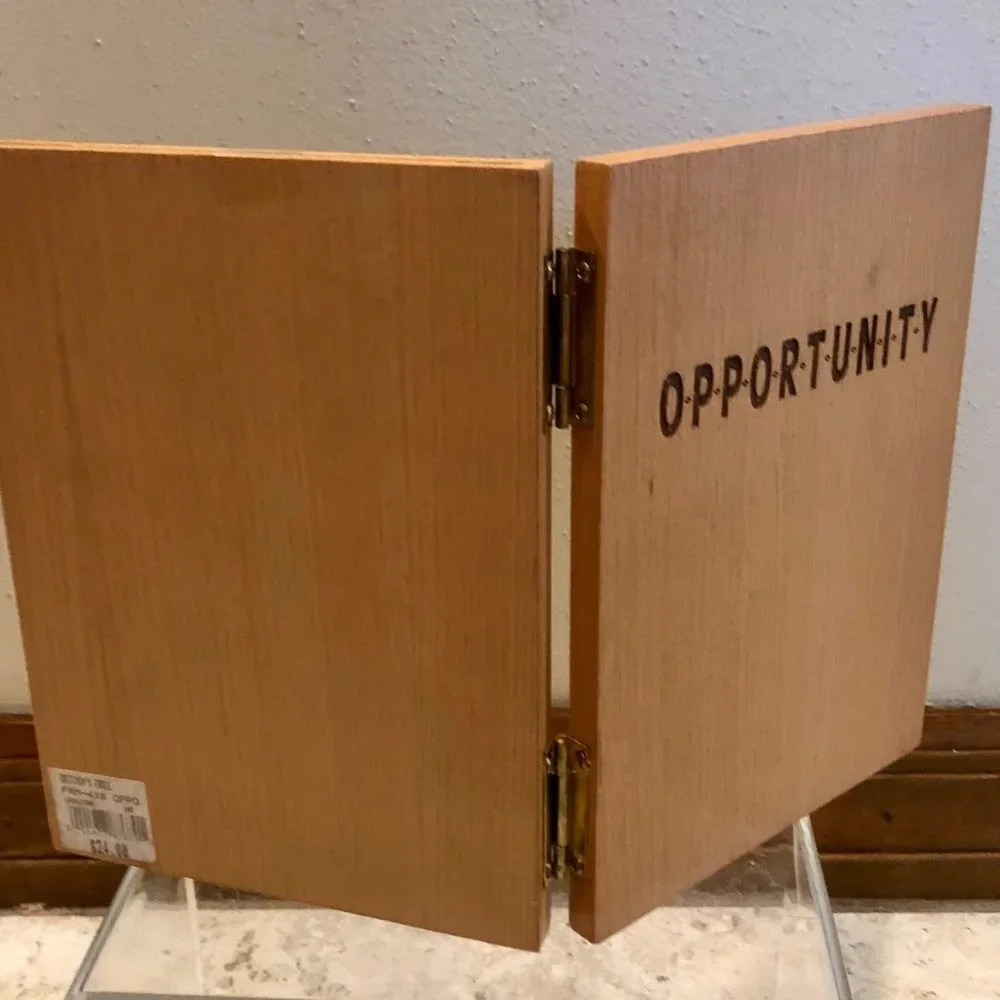 Motivational Engraved Wood picture frame New NWT OPPORTUNITY 4